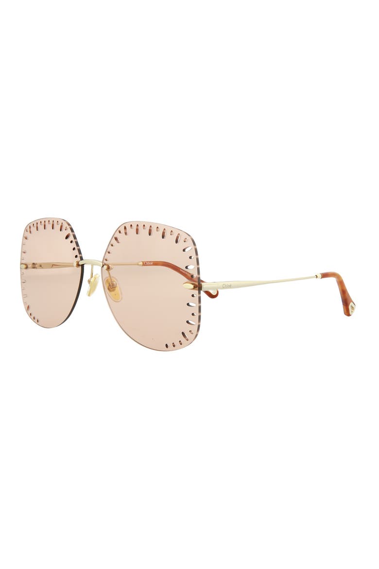 63mm Oversize Geometric Sunglasses, Alternate, color, GOLD ORANGE