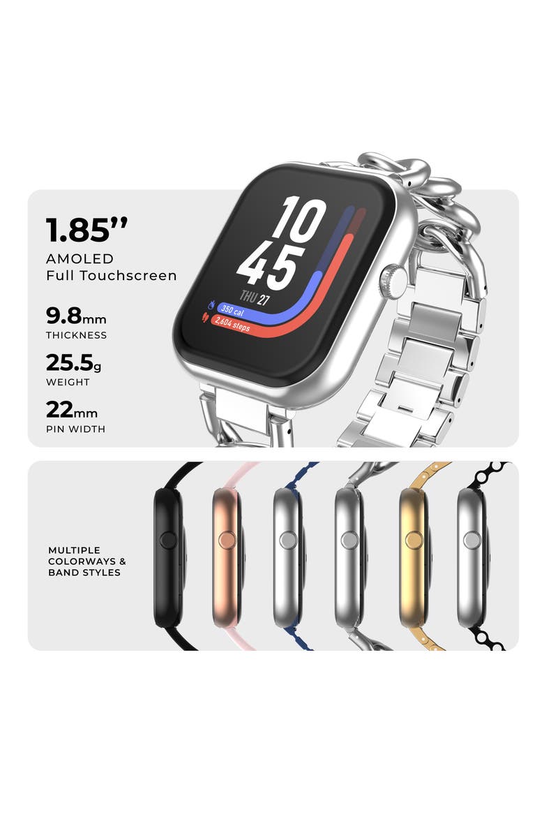 iTouch Air 5 Chain Bracelet Smartwatch, 36.8mm x 45.6mm, Alternate, color, SILVER/ SILVER