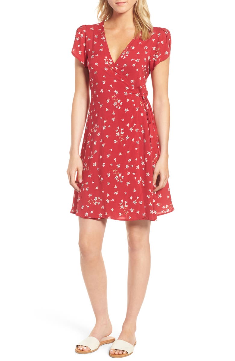 Velvet by Graham & Spencer Spring Floral Wrap Dress, Main, color, 