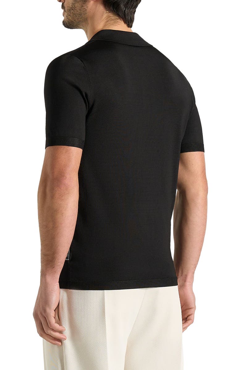 Manière De Voir Bryn Luxe Knitted Polo Top, Alternate, color, Black
