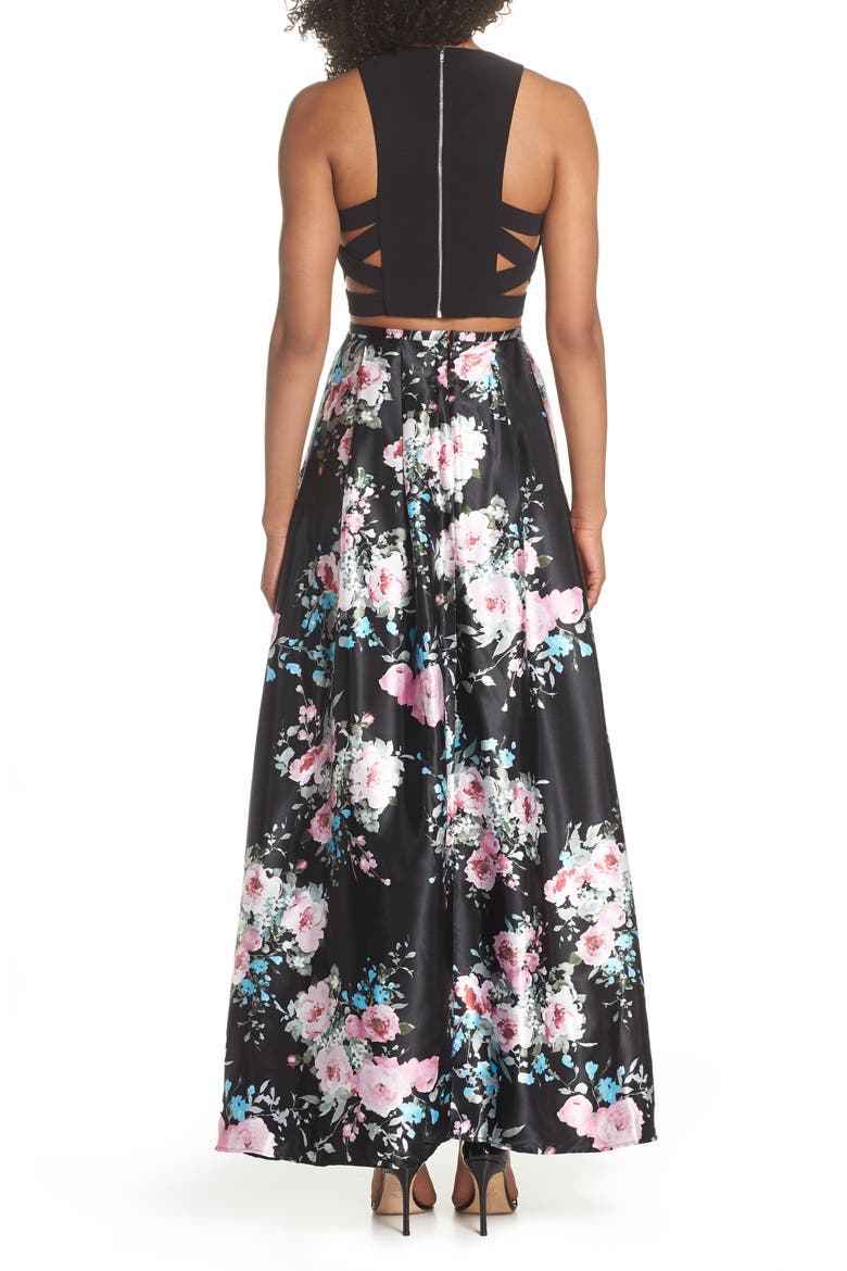Two-Piece Ballgown, Alternate, color, BLACK/ FLORAL
