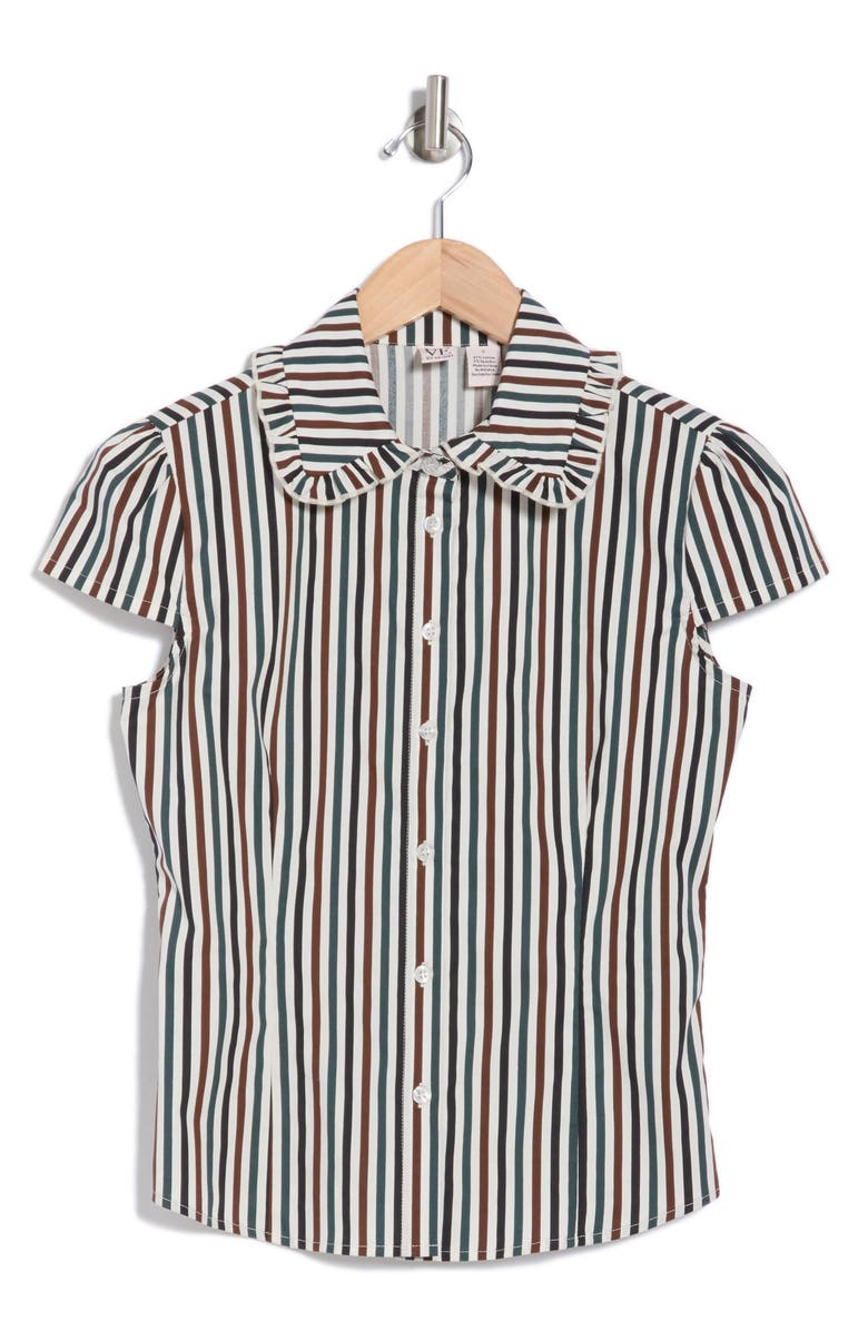 Love By Design Tate Frill Collar Poplin Shirt, Alternate, color, Bold Stripe