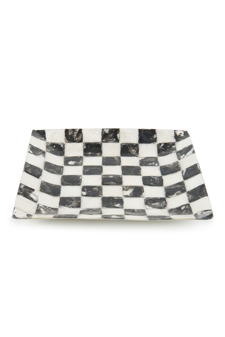 Courtly Check Capiz Catchall Tray, Alternate, color, BLACK