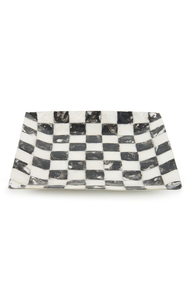 MACKENZIE CHILDS Courtly Check Capiz Catchall Tray, Alternate, color, Black