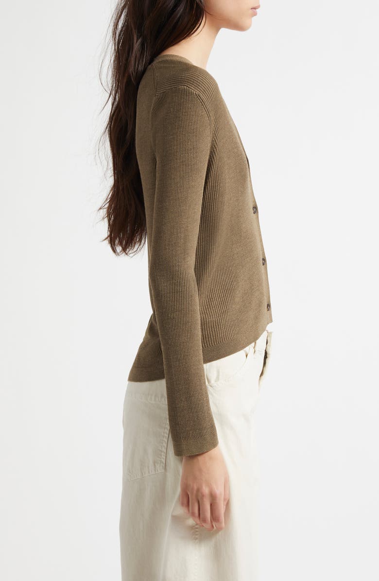 Nili Lotan Nari Silk Rib Cardigan, Alternate, color, Military Green