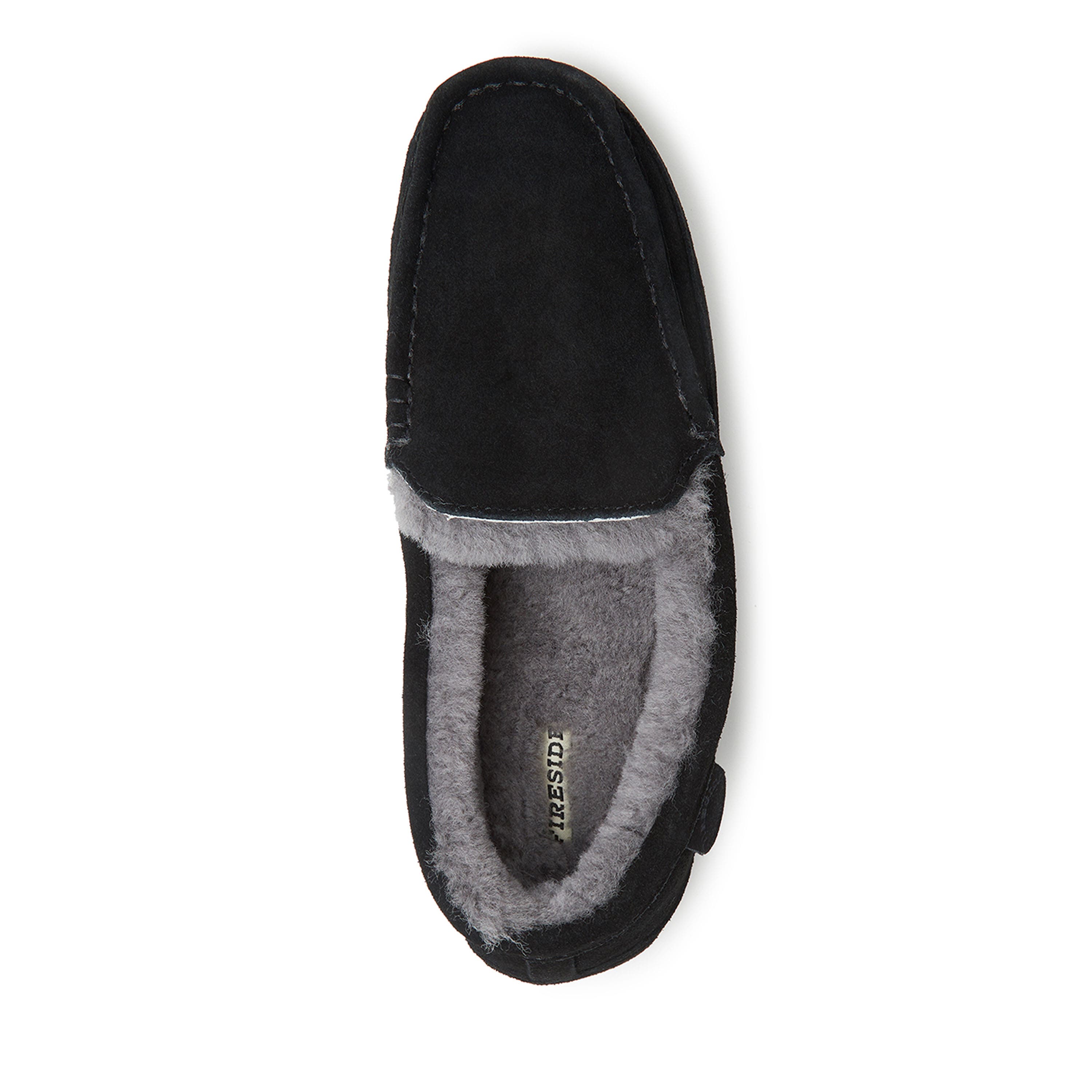 DEARFOAMS Fireside Melbourne Genuine Shearling Moccasin Slipper, Alternate, color, Black