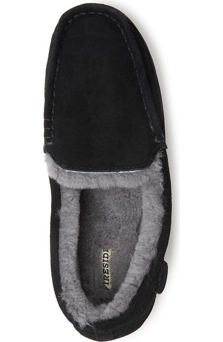 DEARFOAMS Fireside Melbourne Genuine Shearling Moccasin Slipper, Alternate, color, Black