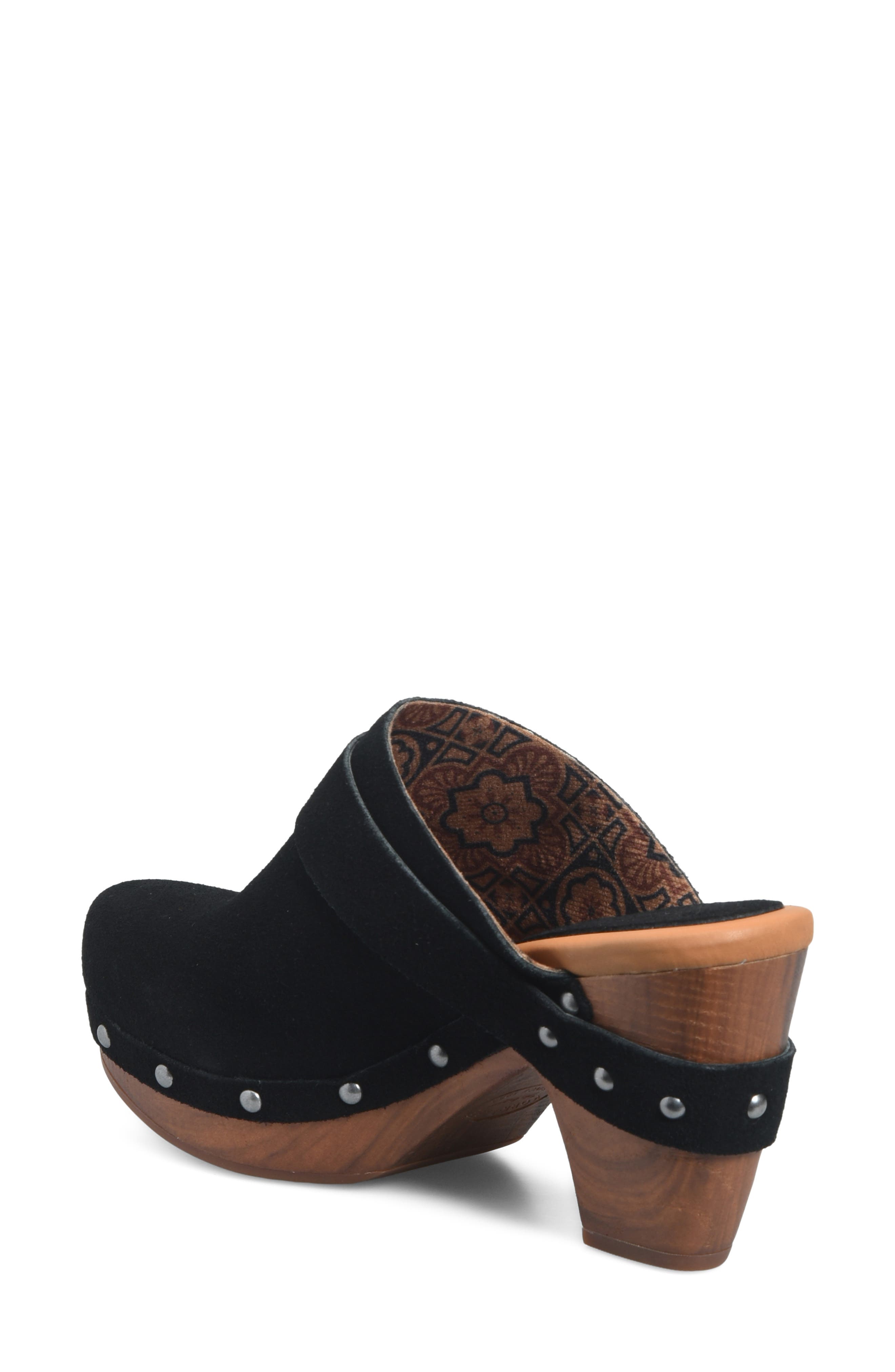 Gemini Leather Clog, Alternate, color, BLACK SUEDE