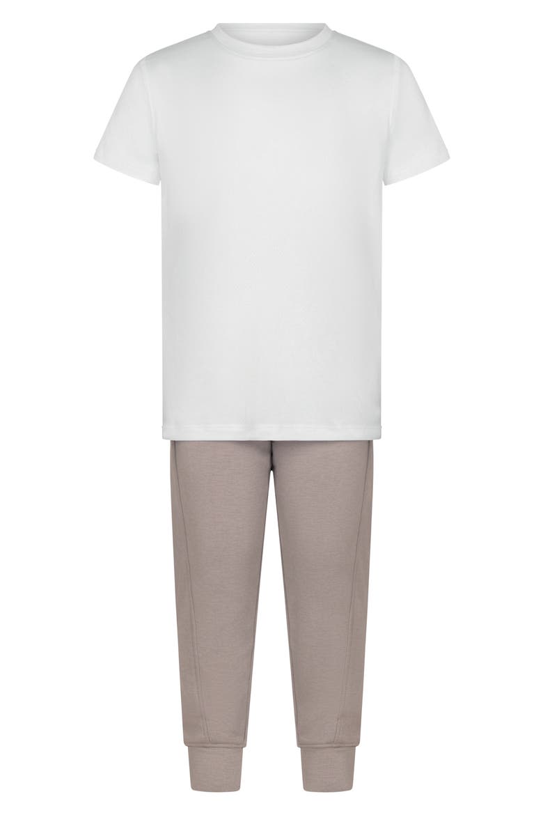 Kids' Defy Scuba Knit Hoodie, T-Shirt & Joggers Set, Alternate, color, SATELLITE/WHITE DOVE