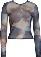 PacSun Orchid Print Long Sleeve Mesh T-Shirt