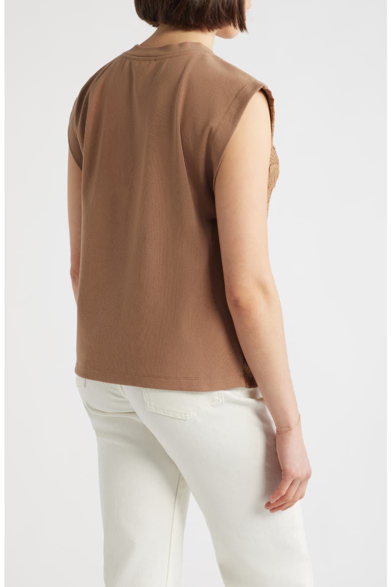 Mixed Media Crinkle Jacquard Top, Alternate, color, BUTTER TOFFEE
