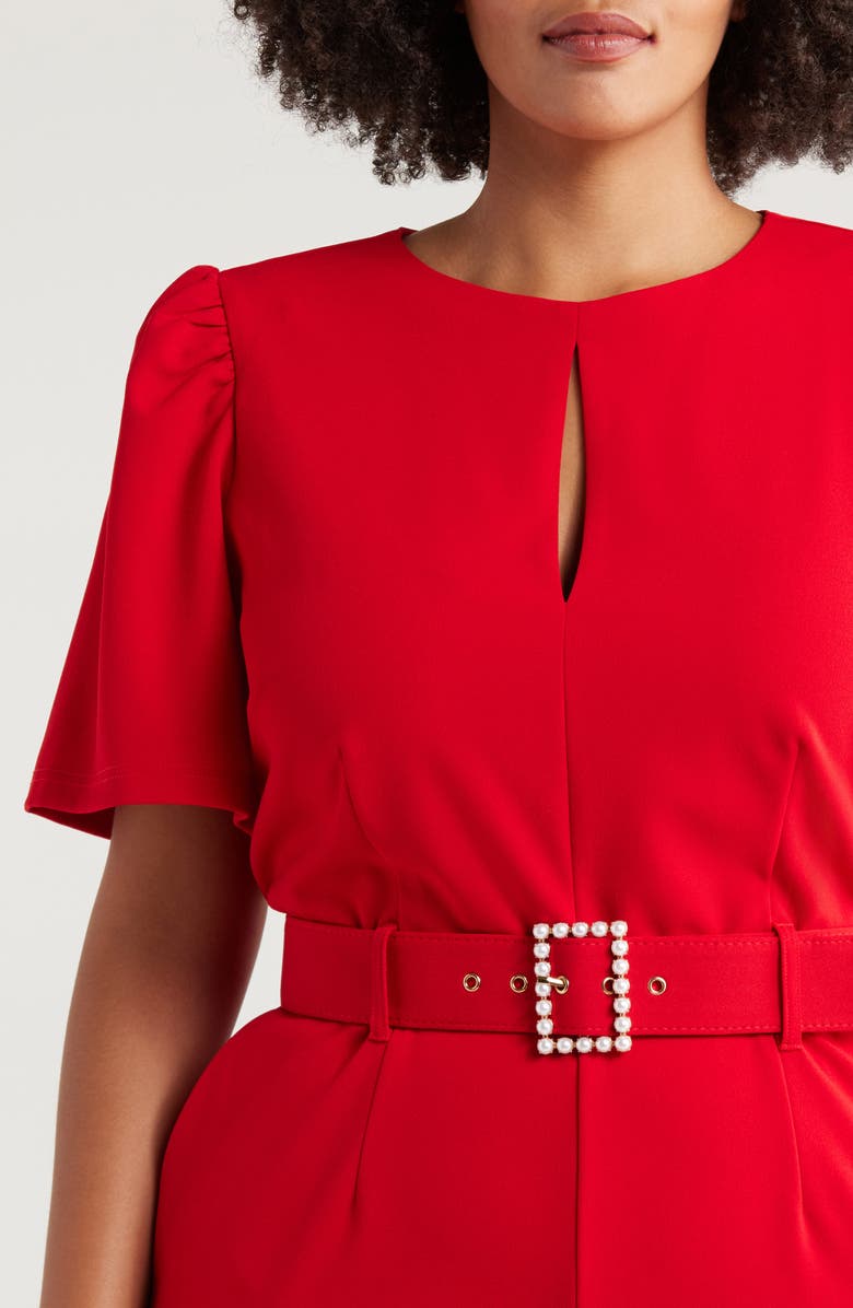 Tahari ASL Belted Keyhole Neck Jumpsuit, Alternate, color, 