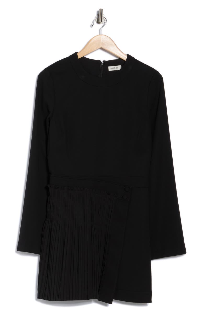 Simkhai Zabelle Long Sleeve Minidress, Alternate, color, Black