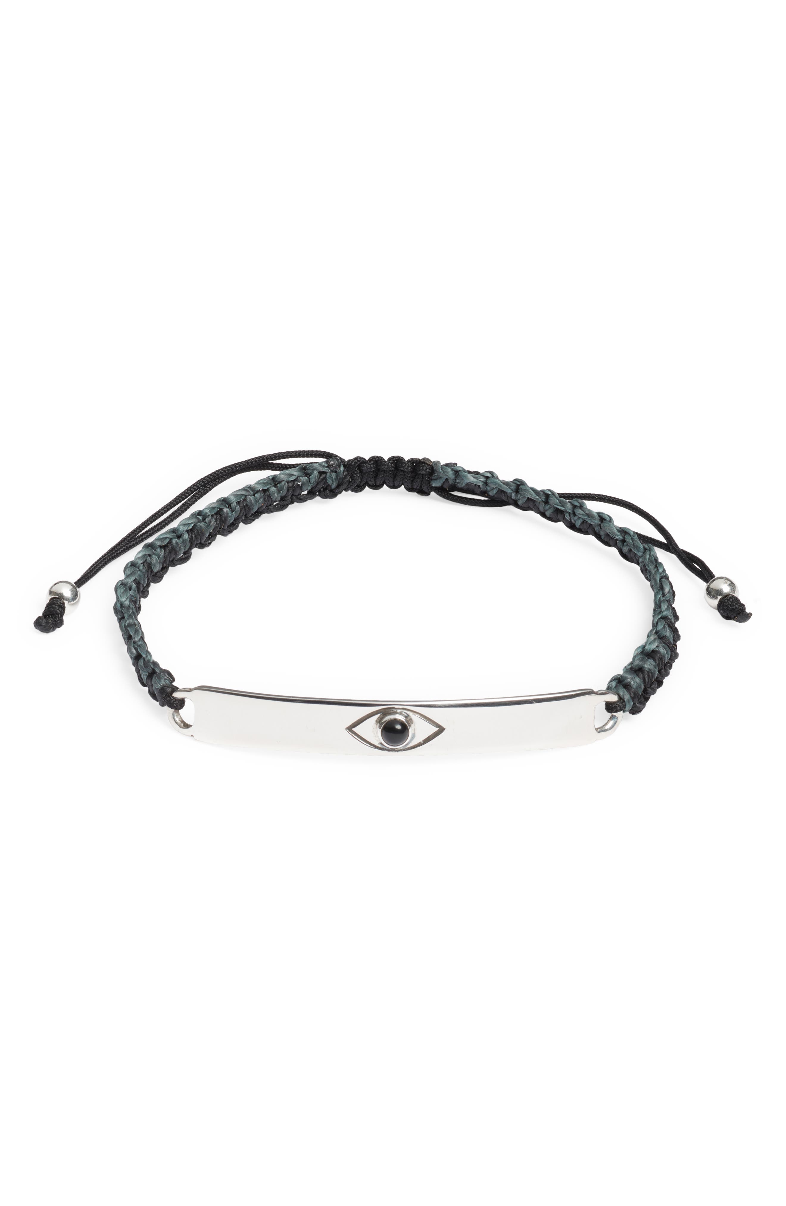 Caputo & Co. Men's Evil Eye Macramé Bracelet in Black Onyx 