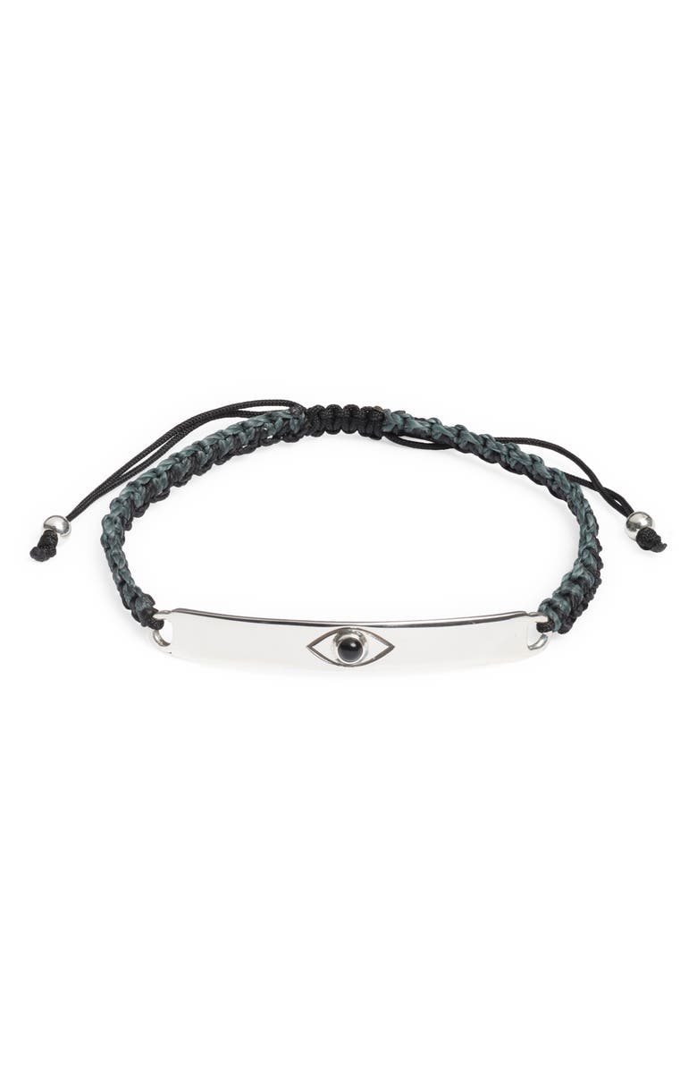 Caputo & Co. Men's Evil Eye Macramé Bracelet, Main, color, Black Onyx