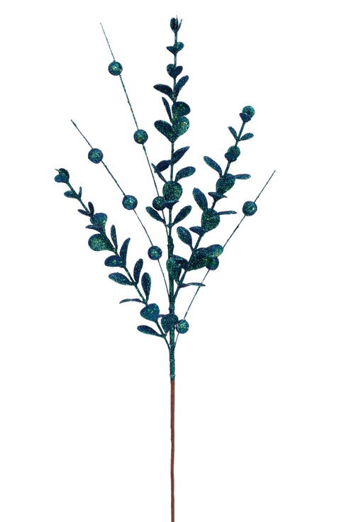 Glitter Leaf Berry Spray, Set of 12