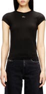 DIESEL® T-Angie-OD Embroidered Oval D Cutout T-Shirt