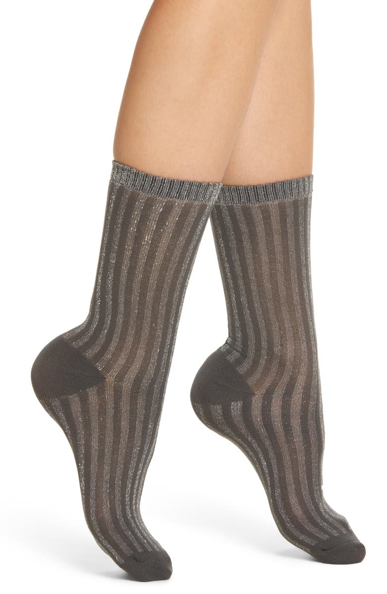 Chelsea28 Metallic Stripe Crew Socks, Main, color, 