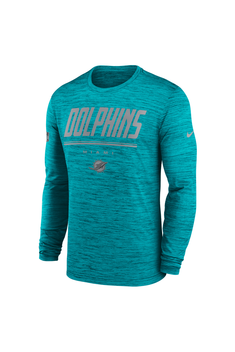 Men's Nike Aqua Miami Dolphins Sideline Offensive Transition Velocity Dri-FIT Long Sleeve T-Shirt, Alternate, color, Aqua