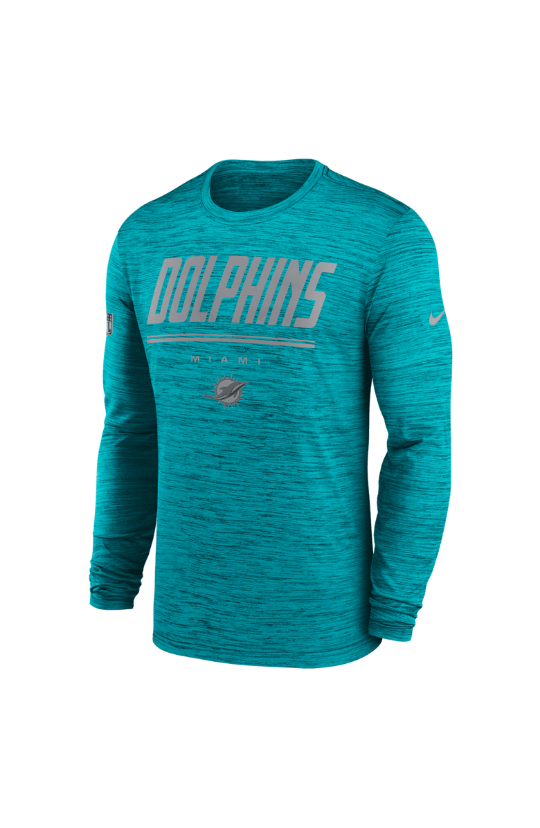 Nike Men's Nike Aqua Miami Dolphins Sideline Offensive Transition Velocity Dri-FIT Long Sleeve T-Shirt, Alternate, color, Aqua