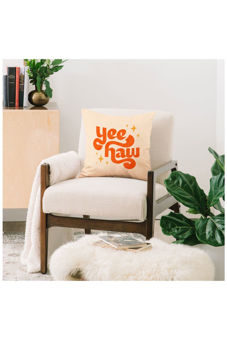 Yee Haw Throw Pillow, Alternate, color, BEIGE