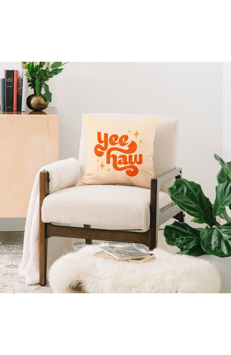 Deny Designs Yee Haw Throw Pillow, Alternate, color, Beige