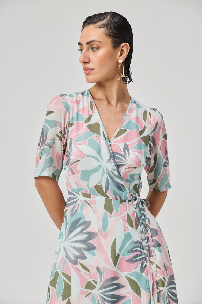 Abstract Floral Wrap Maxi Dress, Alternate, color, Coastal Bloom