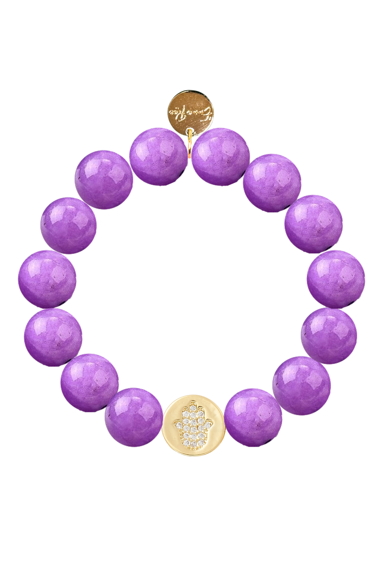 Jade Pave Hamsa Bracelet, Main, color, Purple