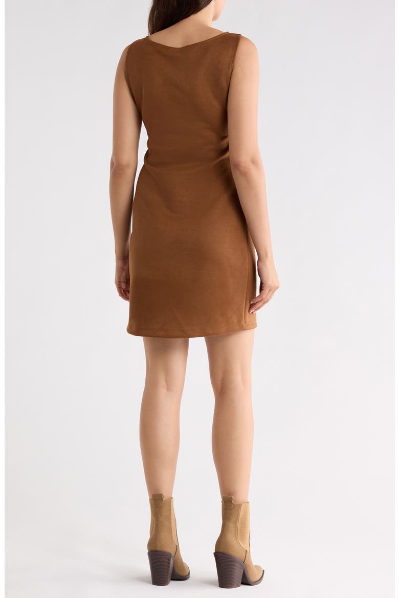 Faux Suede Sleeveless Shift Dress, Alternate, color, CAMEL