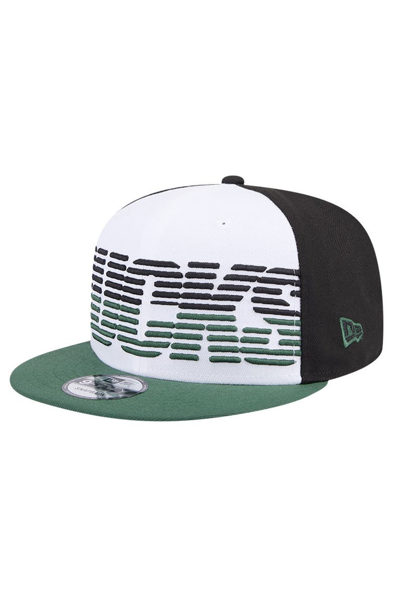 New Era Men's New Era White/Hunter Green Milwaukee Bucks Throwback Gradient Tech Font 9FIFTY Snapback Hat, Alternate, color, White