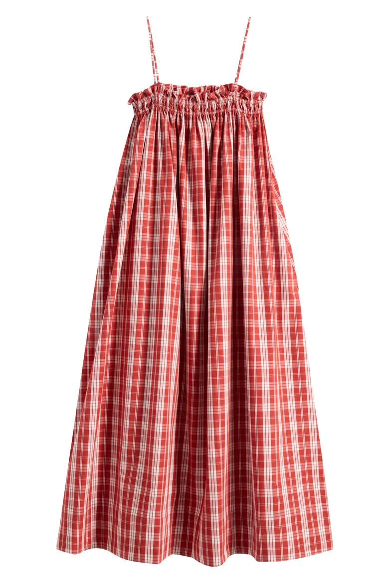 Gerta Plaid Cotton Midi Dress, Main, color, INES CHECK TERRA ROSSO