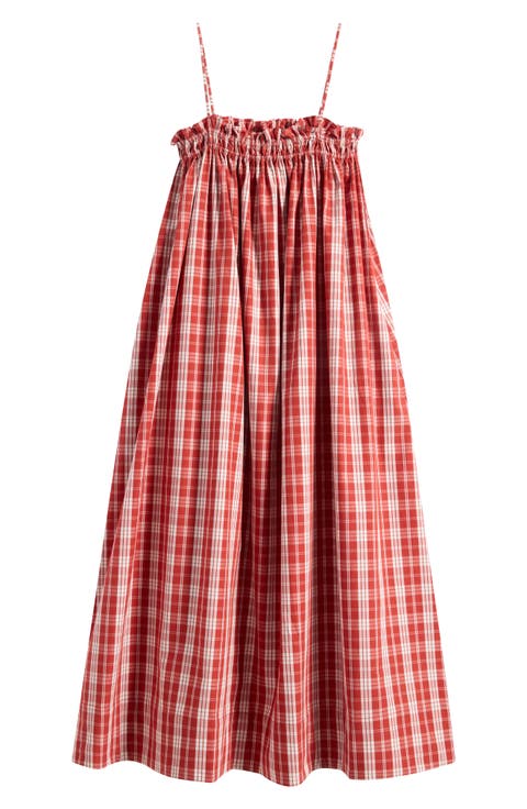 Gerta Plaid Cotton Midi Dress