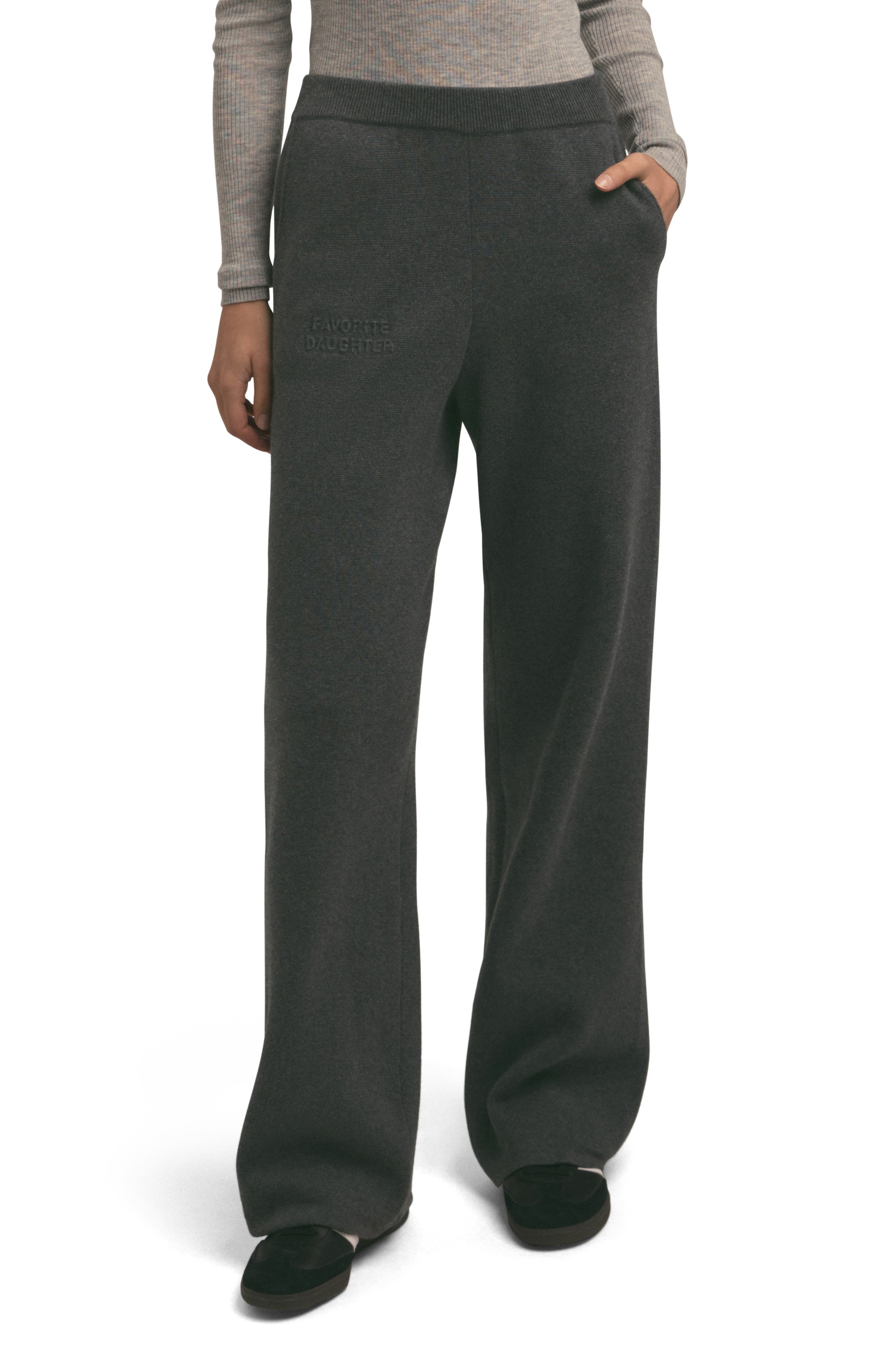 Favorite Daughter Fatigue Sisters Cotton & Cashmere Wide Leg Sweater Pants