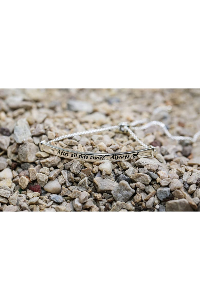 Snape's Silver Plated Love Always Bar Lariat Bracelet, 8.5", Alternate, color, Silver