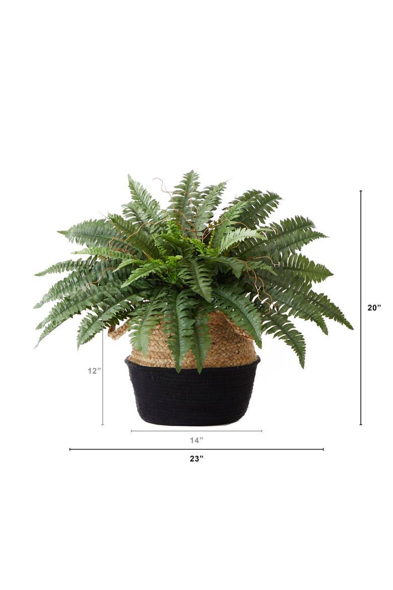 23-in Artificial Boston Fern Plant with Handmade Jute & Cotton Basket DIY KIT, Alternate, color, Green