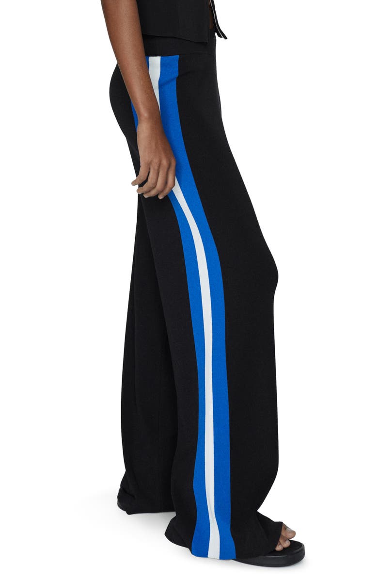 MANGO Side Stripe Wide Leg Track Pants, Alternate, color, Black