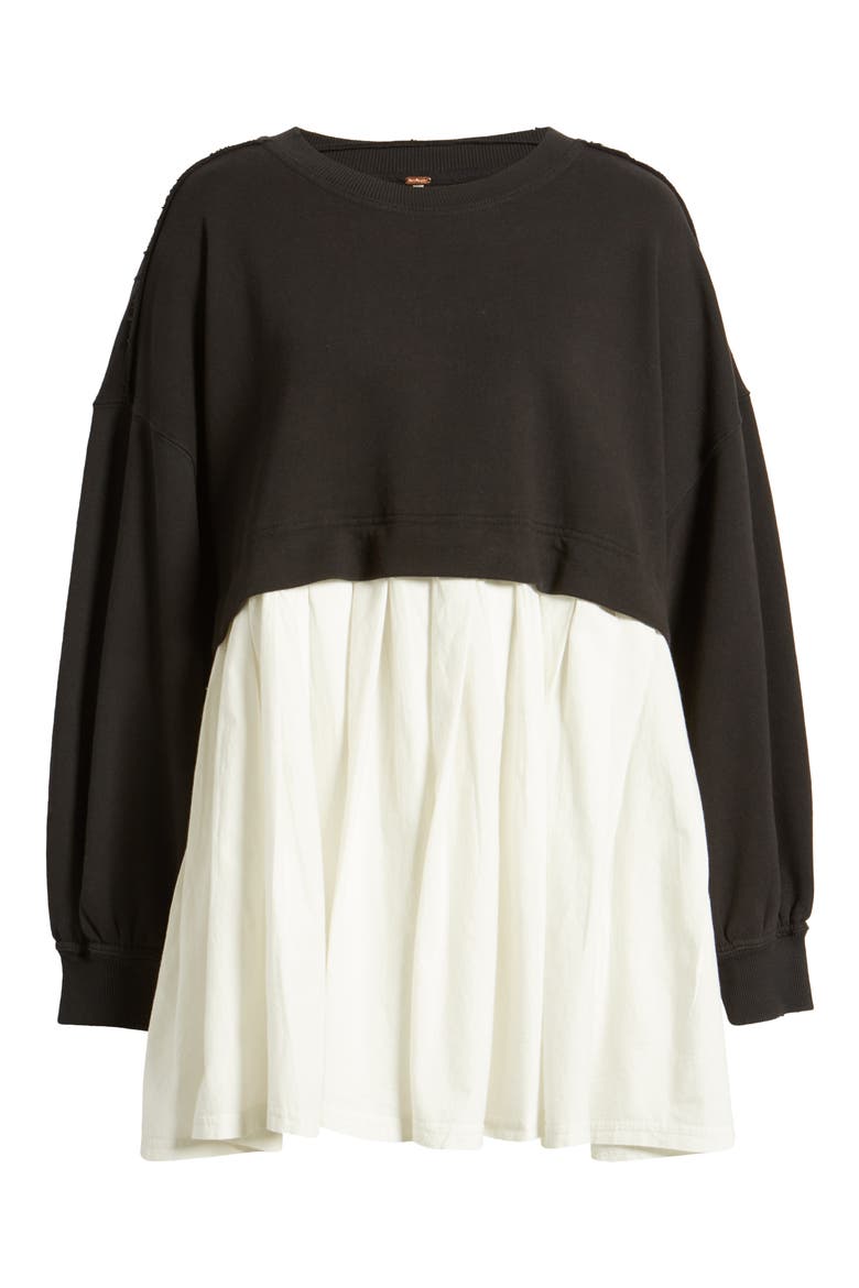 Eleanor Layered Sweatshirt Minidress, Alternate, color, BLACK COMBO