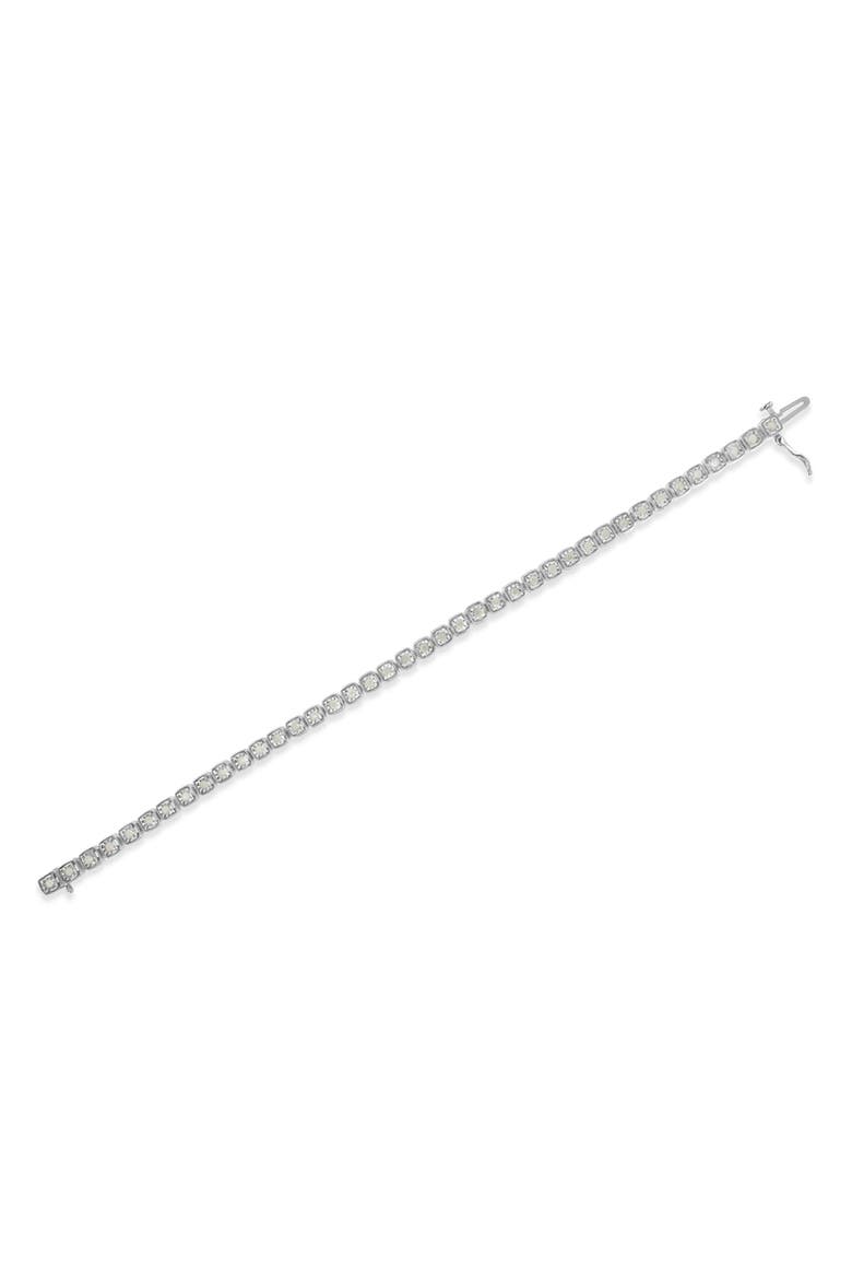 Silver 1.0 Cttw Diamond Miracle-Set Square Milgrain Link Tennis Bracelet, Alternate, color, Silver