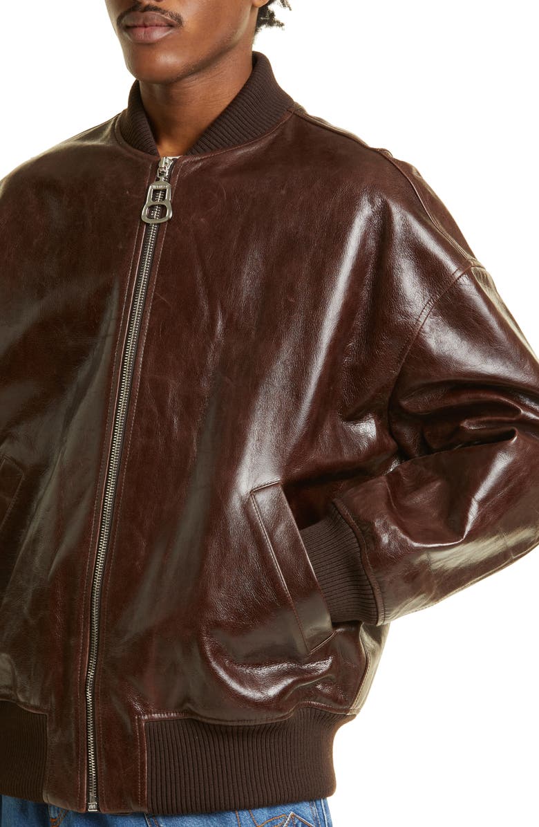JW Anderson Puller Leather Bomber Jacket, Alternate, color,