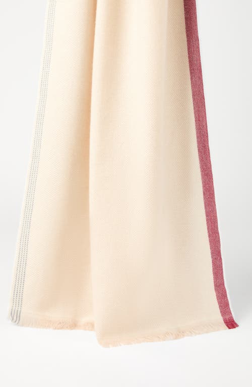 Brunello Cucinelli Cashmere Stripe-detail Diagonal Scarf In Buff
