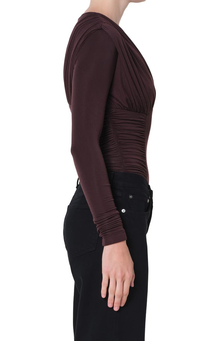 AGOLDE Abbi Ruched Bodysuit, Alternate, color, Root Dark Brown