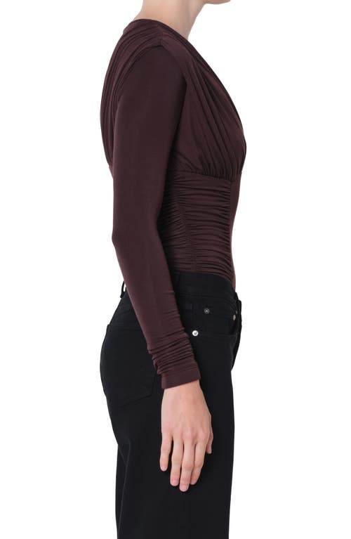 Agolde Abbi Ruched Bodysuit In Brown