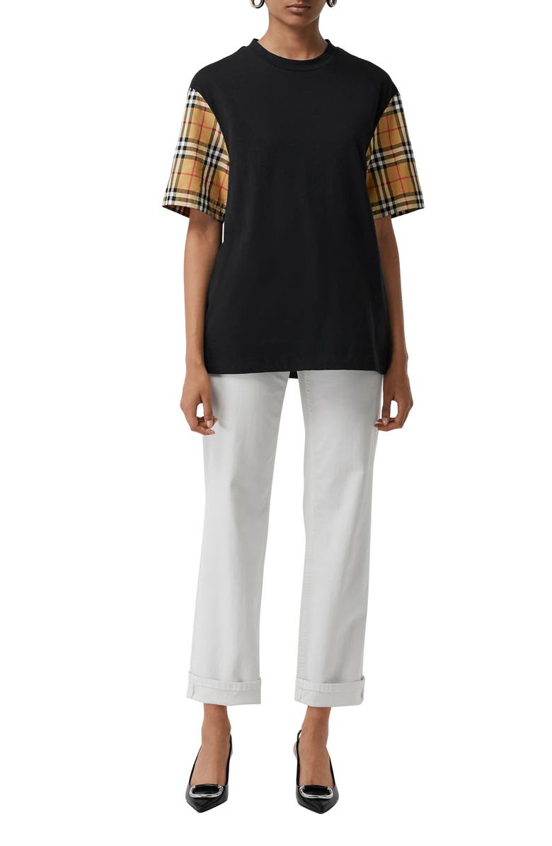 Burberry Serra Vintage Check Sleeve Tee, Alternate, color, 