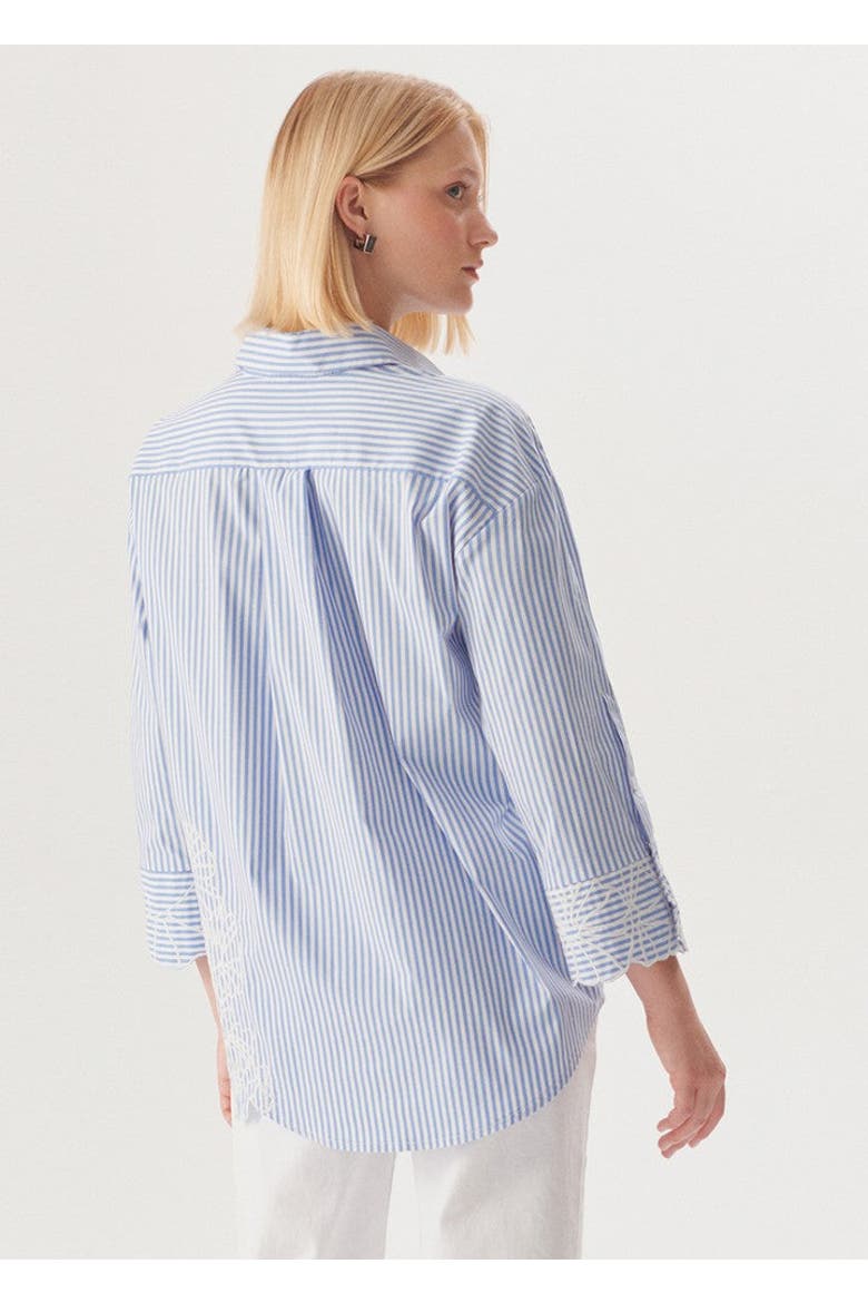 Eden Long Sleeve Shirt, Alternate, color, Blue and White