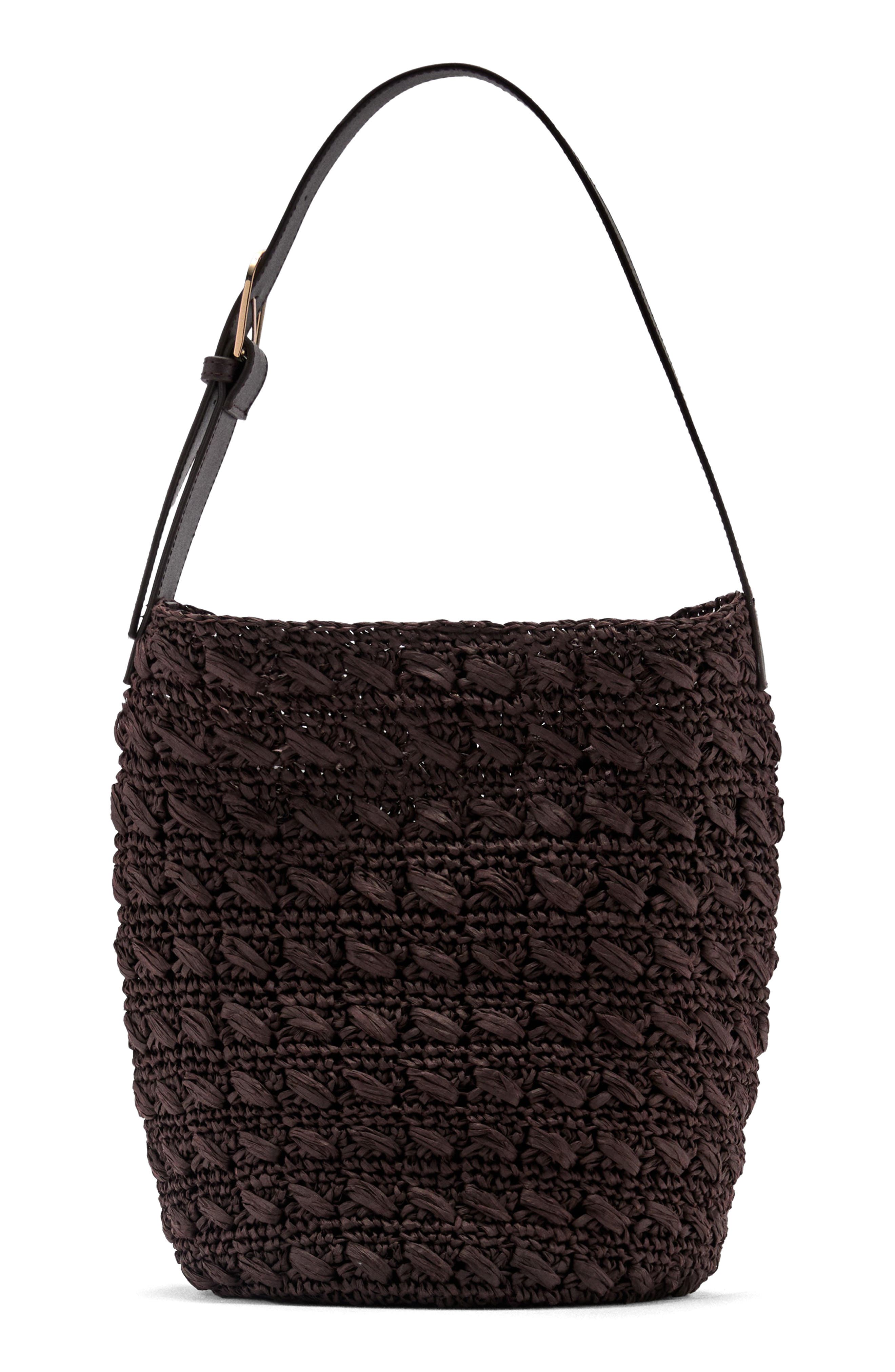MANGO Natural Fiber Shopper Bag, Main, color, 