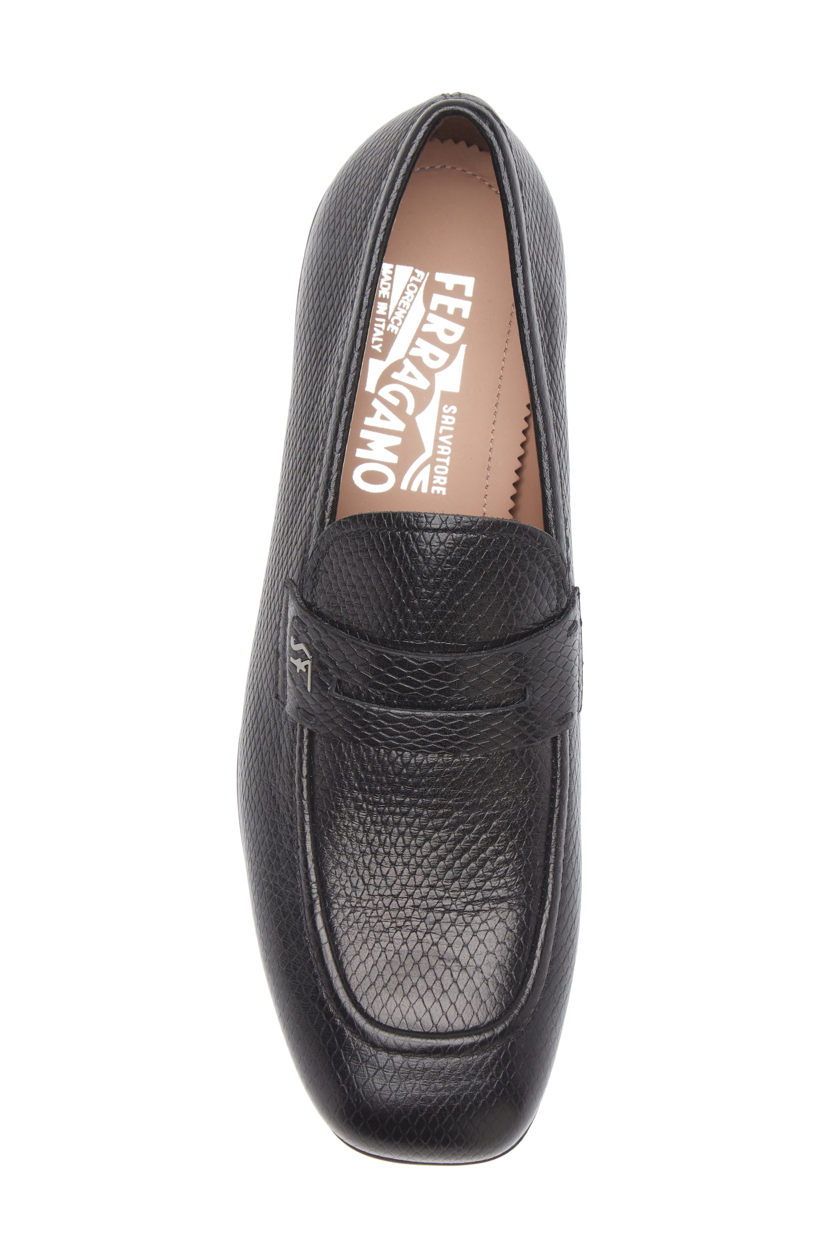 FERRAGAMO Snake Embossed Penny Loafer, Alternate, color, 