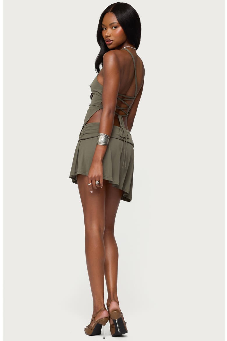 Janah Asymmetric Foldover Miniskort, Alternate, color, OLIVE