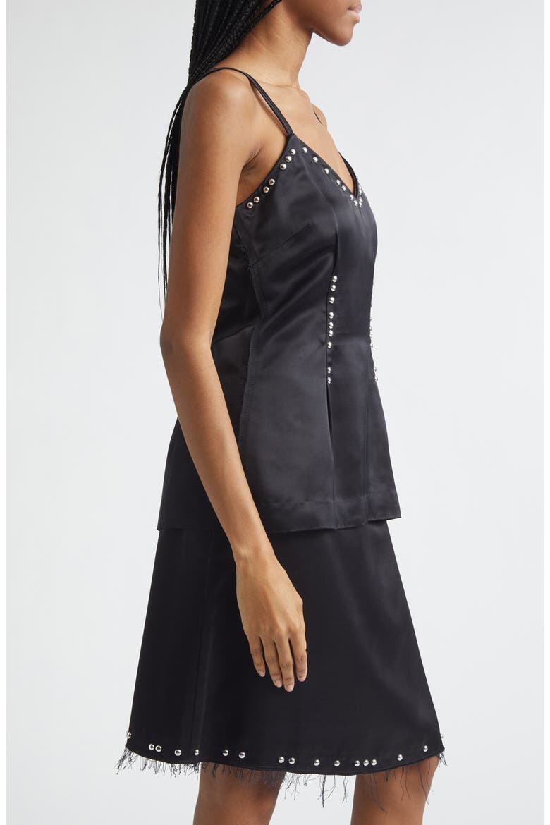 Iris Studded Frayed Satin Camisole, Alternate, color, BLACK