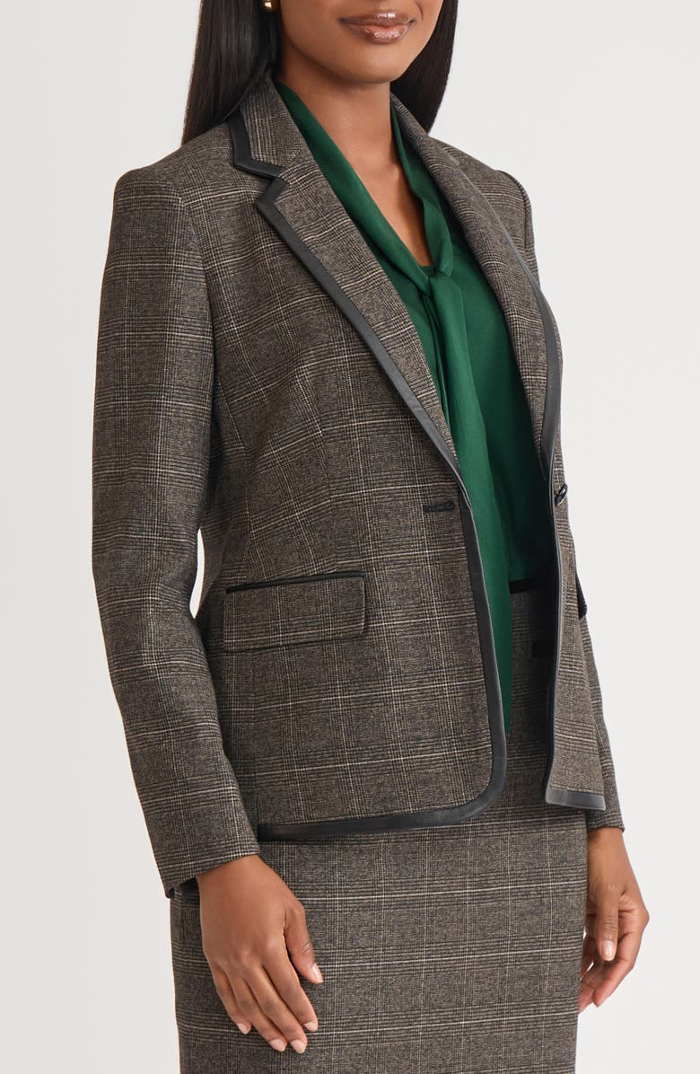KASPER Windowpane Plaid Jacket, Alternate, color, Black Multi