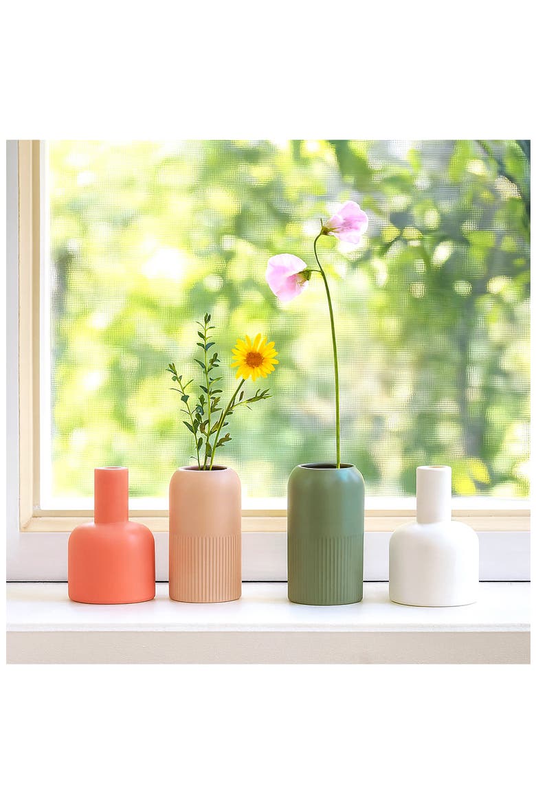 Set of Two Reversible Ceramic Vases, Alternate, color, IVORY-OLIVE/ CORAL NUDE